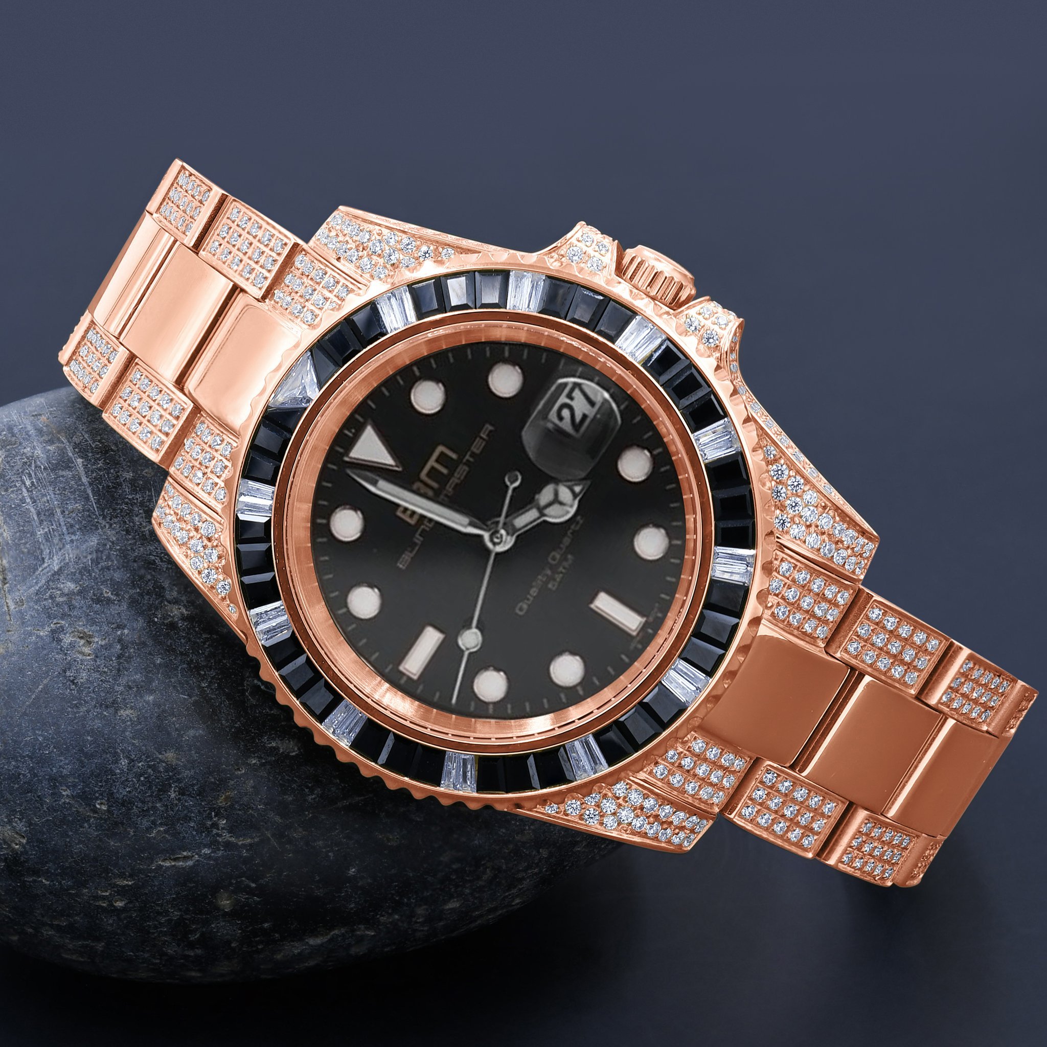 SONAR Steel CZ Watch featuring a stainless steel case, Grade AAA cubic zirconia stones, and a solid steel link bracelet.